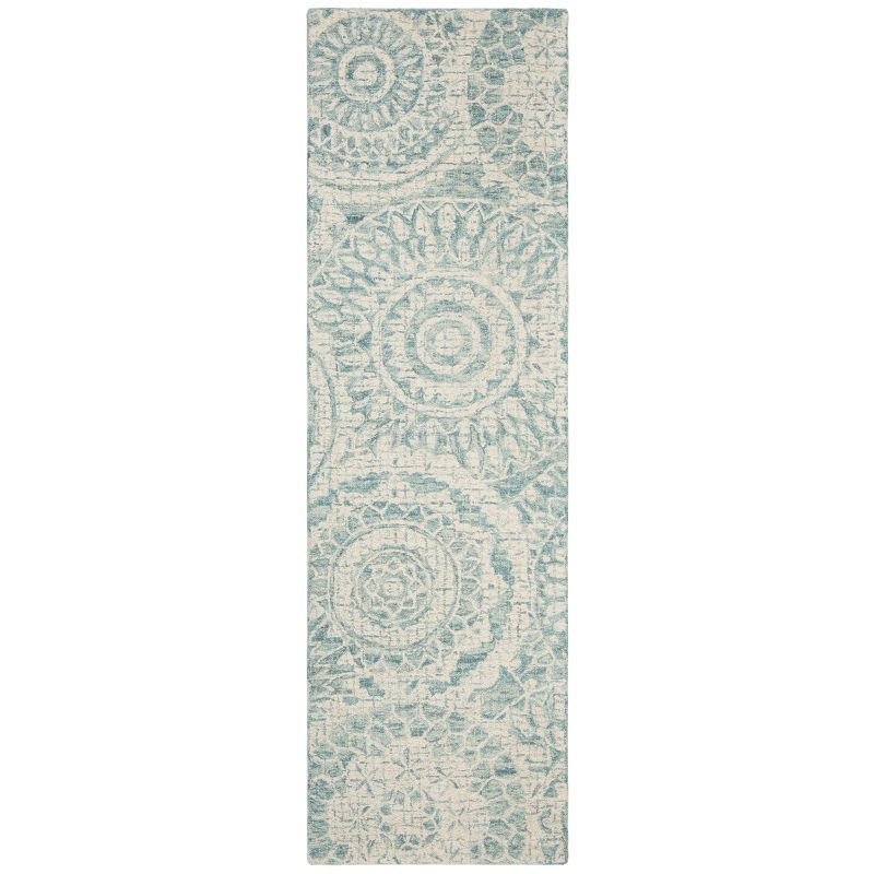 Abstract ABT205 Handmade Indoor Runner - Ivory/Blue - 2'-3"x10' - Safavieh