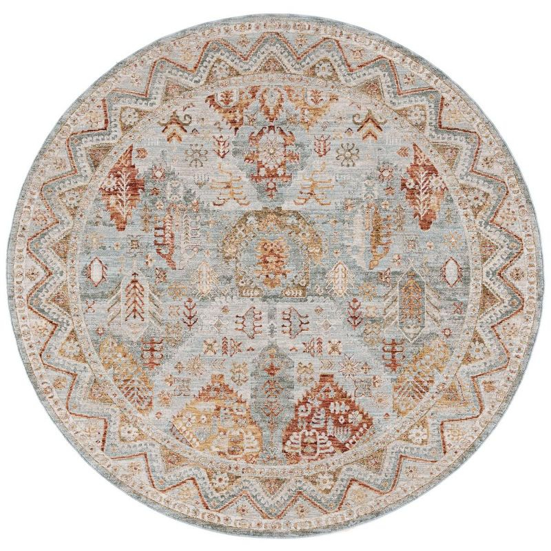 Hamilton HLT104 Power Loomed Area Rug - Blue/Gold Rust - 6'7" round - Safavieh.