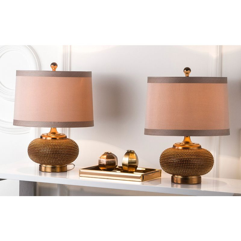 Alexis Beaded Table Lamp (Set of 2) - 19 Inch Height - LIT4016 - Copper/Taupe - Safavieh
