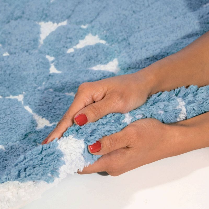 2pc Bursting Flower Bath Rug Set Light Blue - Chesapeake Merchandising: Cotton Tufted, Machine Washable, Non-Slip Backing