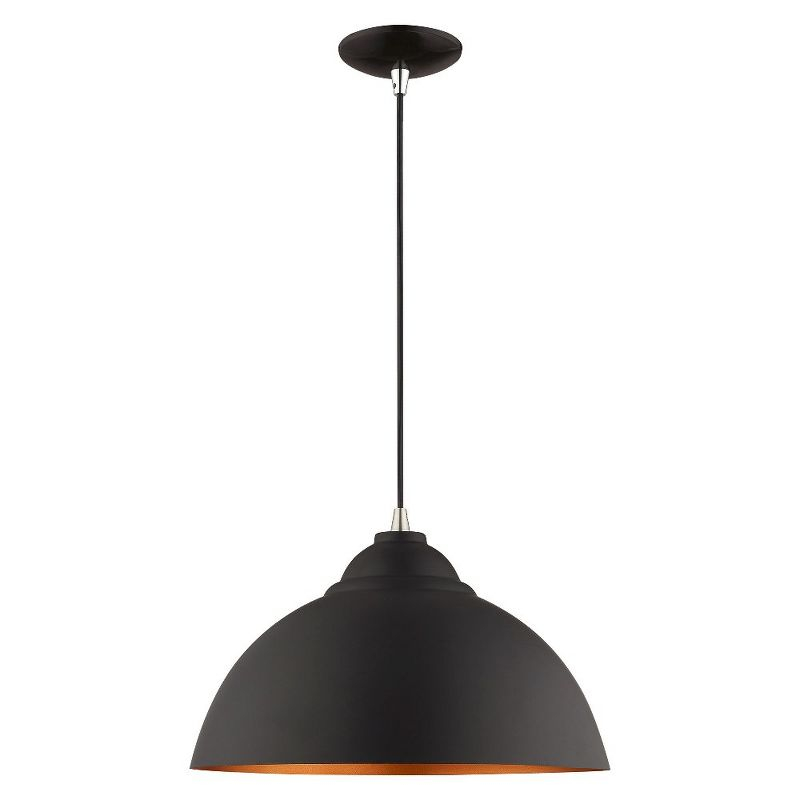Livex Lighting Metal Shade 1 - Light Chandelier in  Black