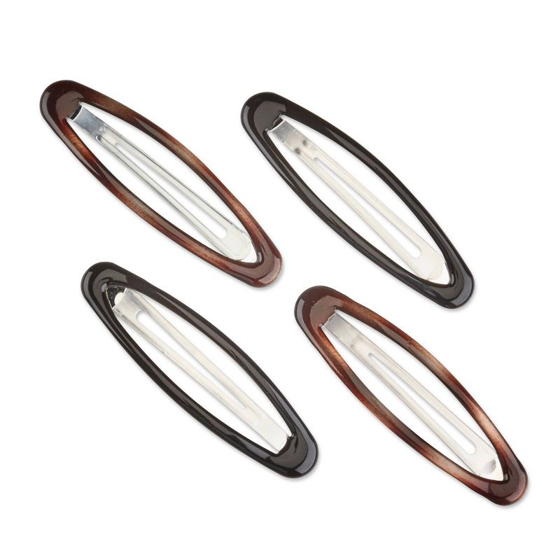 scünci No-Slip Grip Large Oval Snap Clips - Tortoise - All Hair - 4pcs