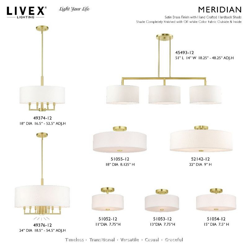 Livex Lighting Meridian 3 - Light Chandelier in  Satin Brass