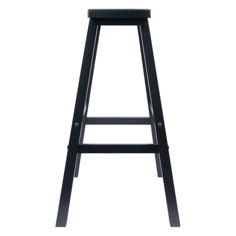 29" Satori Saddle Seat Barstool Black - Winsome: Solid Wood, High-Top Counter, Backless Design