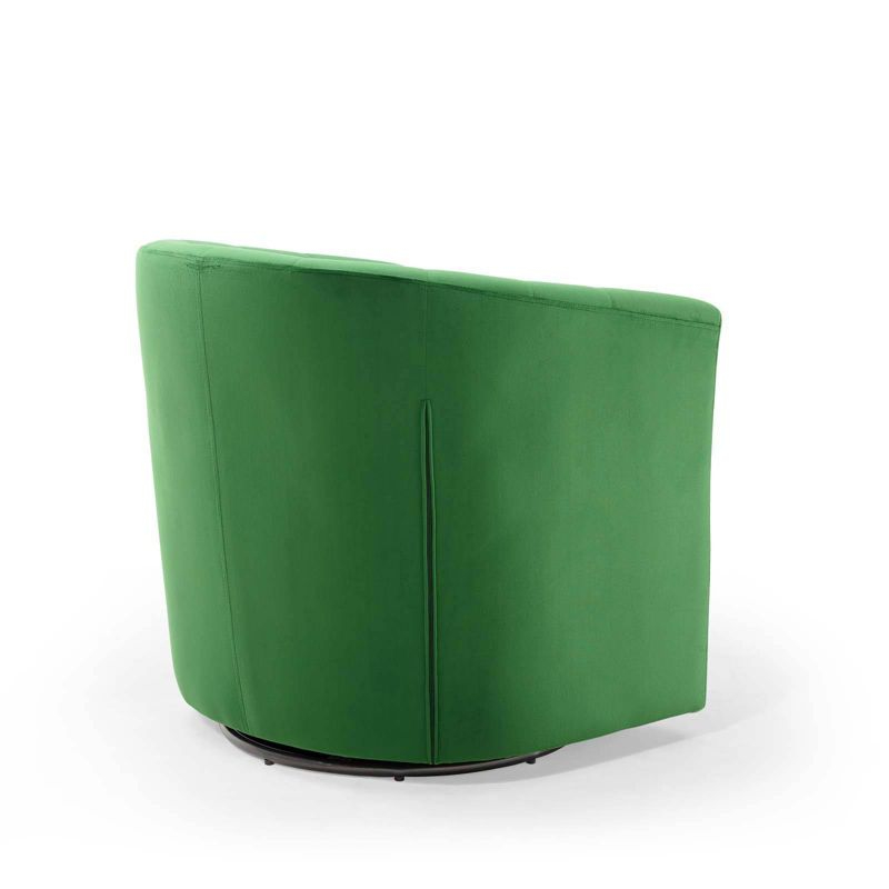 Modway Prospect Tufted Performance Velvet Swivel Armchair Emerald : Luxurious Upholstered Accent Chair with Wood Frame