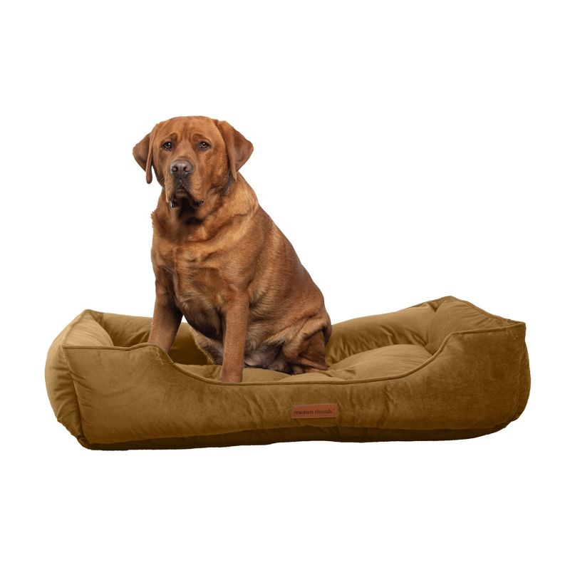 Modern Threads Medium Luxury Velvet Tufted-Style Dog Bed, Caramel