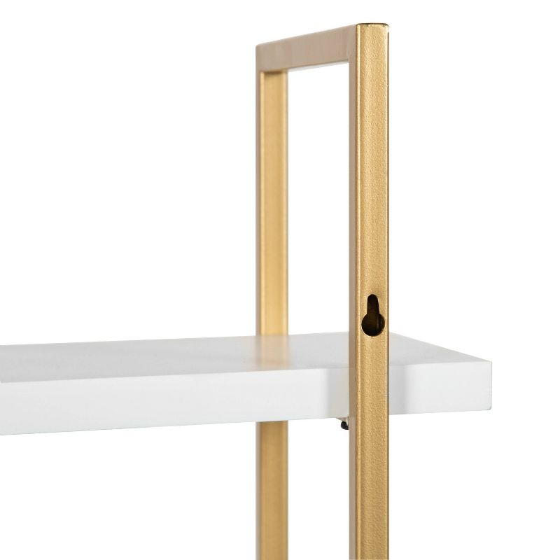 20" x 30" Leigh Wood and Metal Wall Shelf White/Gold - Kate & Laurel All Things Decor