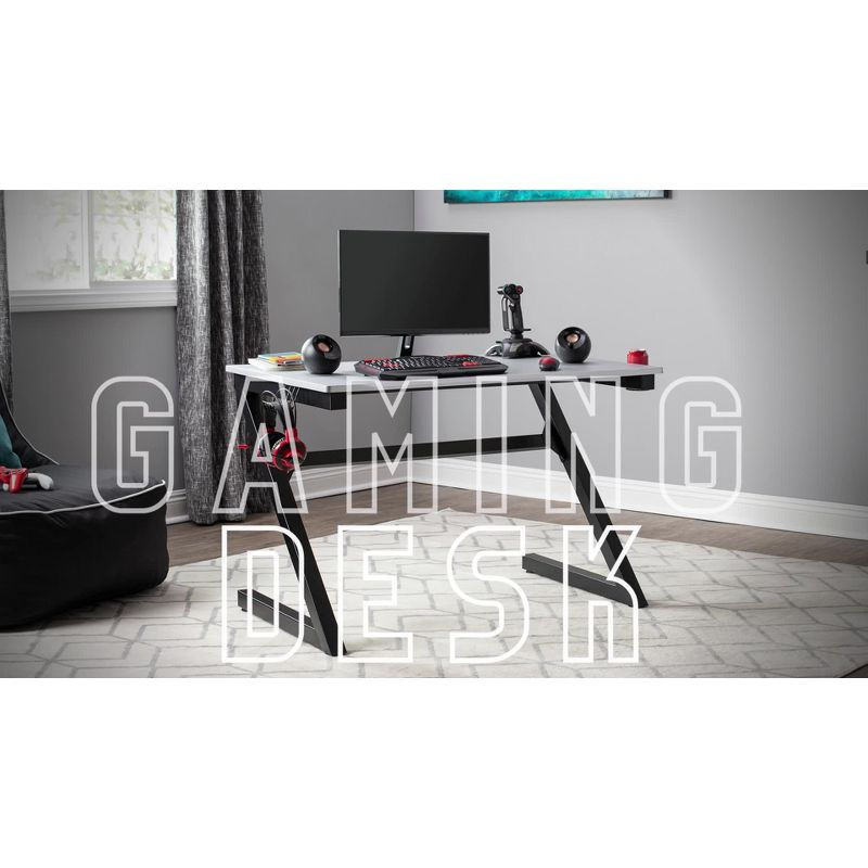 Zone Gaming Table Black/Silver - SD Gaming: PC Desk with Charging Station & Cup Holder