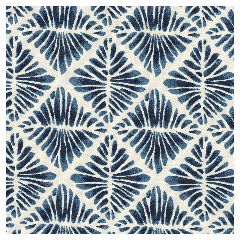 Cole Classics Round Storage Ottoman Flared Wood Leg Blue/White - HomePop: Cushioned, Polyester Upholstery, Geometric Pattern