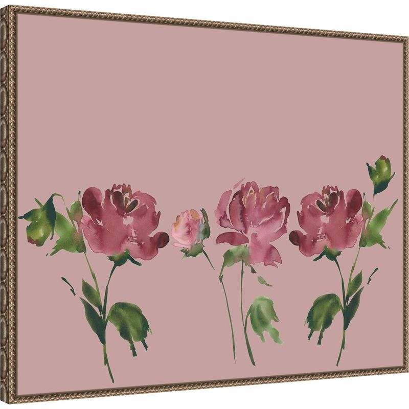 Amanti Art Trio Of Peony Blossoms by Lucille Price Canvas Wall Art Print Framed 28 x 23-in.