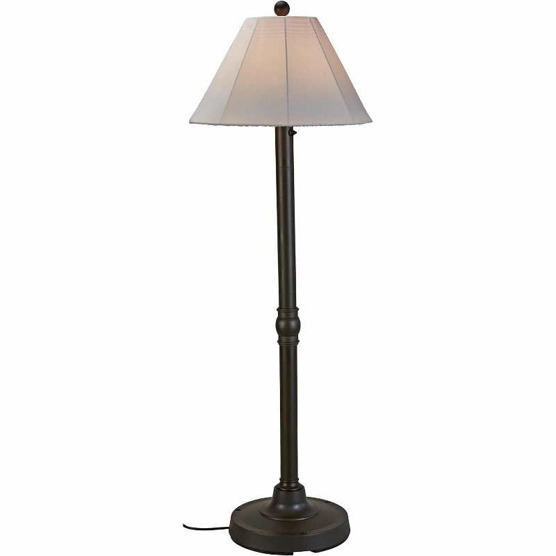 Patio Living Concepts Malibu 60 Outdoor Floor Lamp with 2 Bronze Resin Body and Natural Canvas Sunbrella Shade Cover