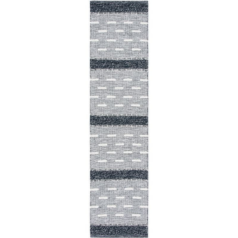 Striped Kilim STK518 Hand Woven Runner Rug - Black/Ivory - 2'3"x9' - Safavieh.