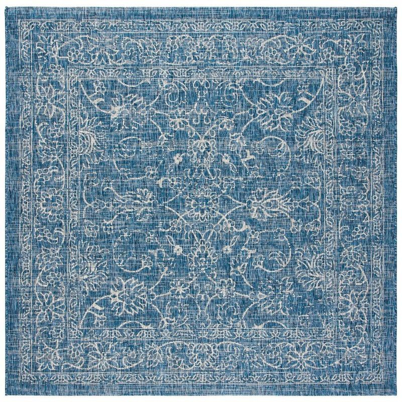 Courtyard CY8680 Power Loomed Indoor and Outdoor Area Rug - Navy/Ivory - 6'7"x6'7" - Safavieh