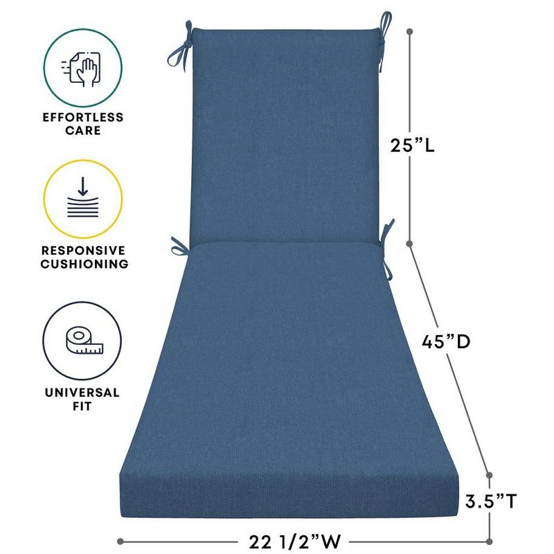 Honeycomb Outdoor Chaise Lounge Cushion - Textured Solid Pacific Blue
