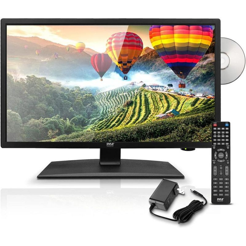 Pyle 18.5’’ ELED RV Digital TV - HD Flat Screen with Built-in DVD Player, Digital Antenna, and 12V/24V Car Adapter - PLTLD19
