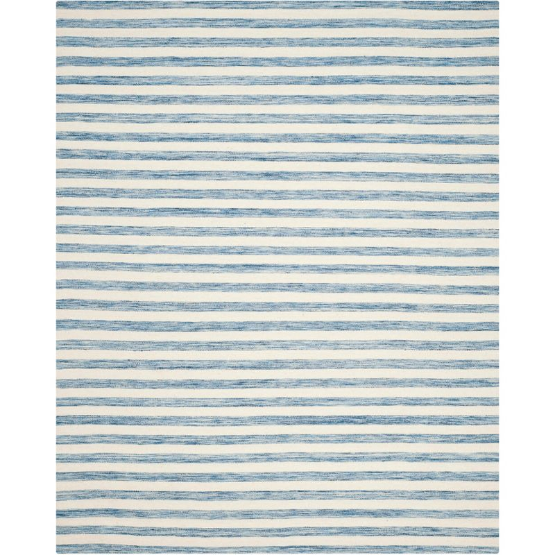 Dhurries DHU575 Hand Woven Flat Weave Indoor Area Rug - Blue/Ivory - 8'x10' - Safavieh