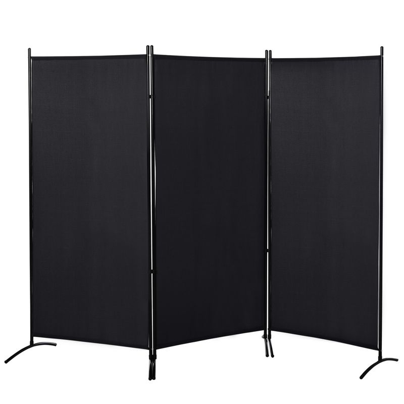 HOMCOM 3-Panel Room Divider Folding Privacy Screen Separator Partition Wall for Indoor Bedroom Office 100" x 72" Black