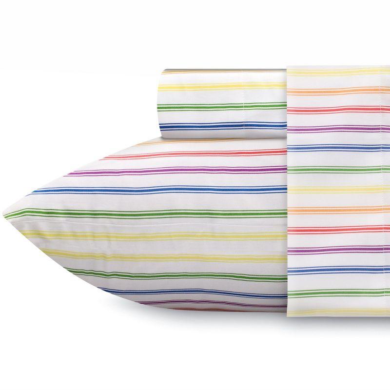 California Design Den Rainbow Stripe Twin Bed Sheets Set for College Dorms, Kids & Adults, Soft 100% Cotton