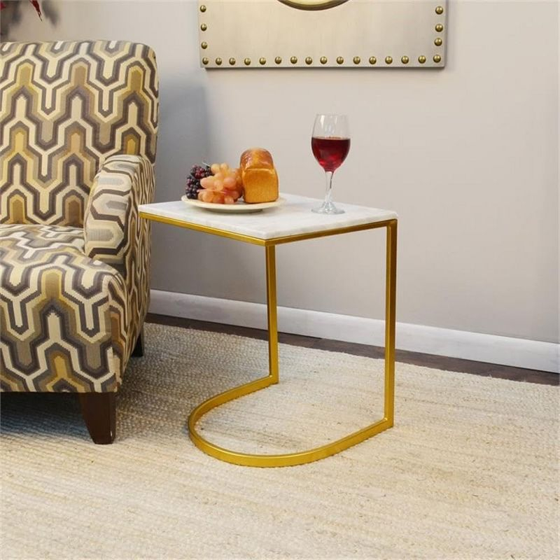 Carolina Living Lorelie Accent Table - White/Gold