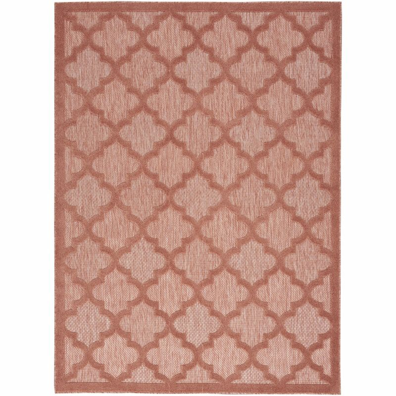 Nourison Easy Care Trellis Flatweave Indoor Outdoor Area Rug 6' x 9' Coral/Orange