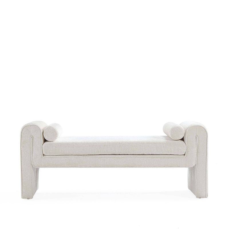 Manhattan Comfort 59" Concord Modern Chenille Upholstered Bench Ivory