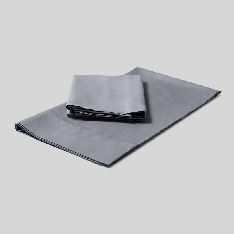 Fabdreams 400 Thread Count Certified Organic Cotton Sateen Pillowcase Set (King, Light Grey)