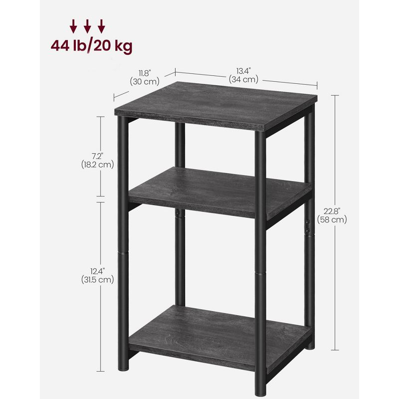 VASAGLE Side Table, Small End Table, Tall Nightstand for Living Room, Bedroom, Office, Bathroom, Misty Gray and Classic Black