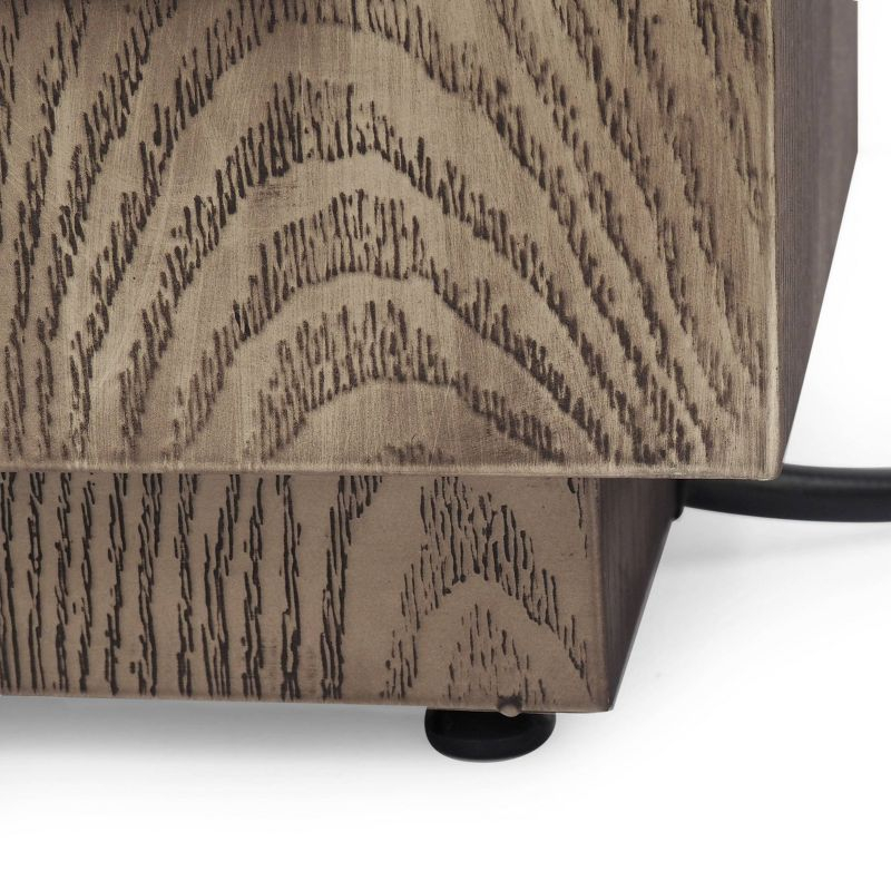 Christopher Knight Home Wellington Outdoor 50000 BTU Rectangular Fire Pit Wood Pattern Brown:  No Assembly, Push Button Ignition