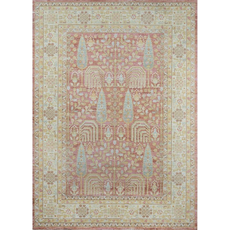 4'x6' Isabella Matilda Area Rug Pink - Momeni: Bohemian Chevron Pattern, Medium Pile, Indoor Use, Polyester