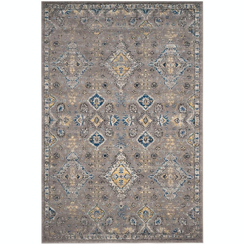 Evoke EVK224 Power Loomed Area Rug - Dark Grey/Yellow - 5'3"x7'6" - Safavieh.