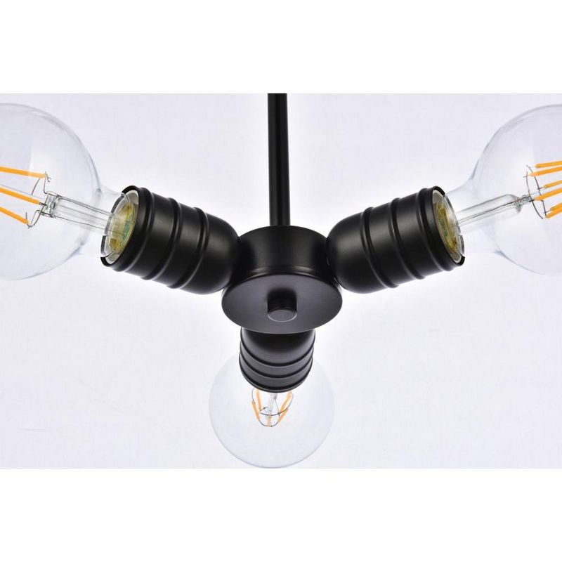 Elegant Lighting Reyes 3 lights black pendant