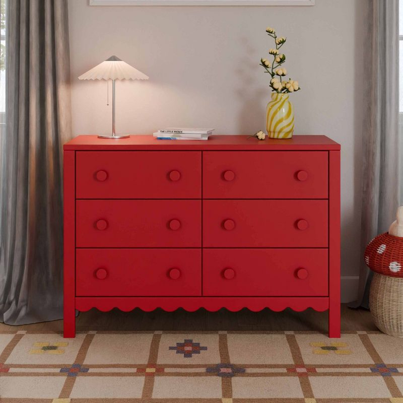 DaVinci Sammy Scallop 6 Drawer Dresser - Tomato Red
