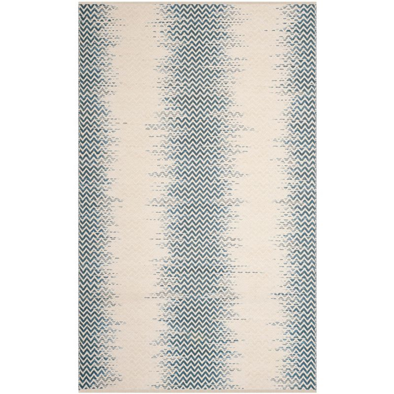 Cotton Kilim KLC121 Hand Woven Area Rug - Blue/Ivory - 4'x6' - Safavieh