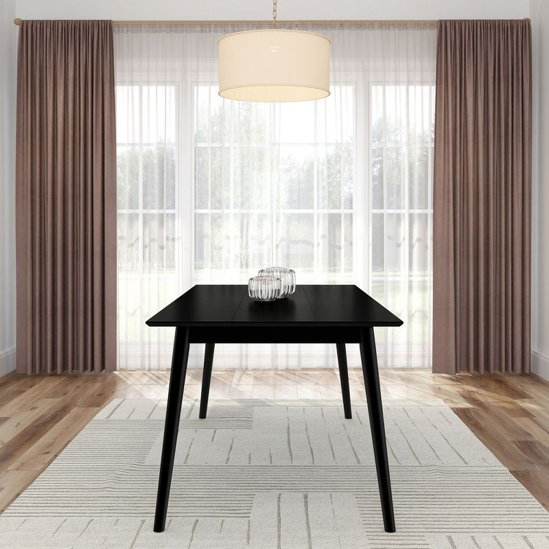 Plank+Beam 72" Mid Century Modern Dining Table, Solid Wood Kitchen & Dining Room Table for 6, Black