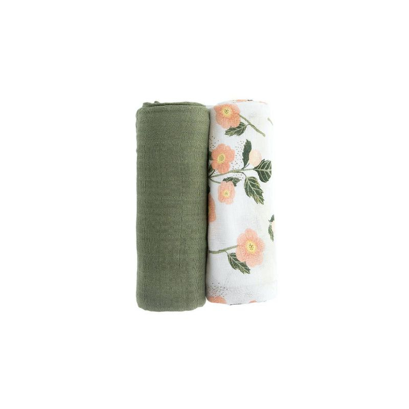Red Rovr Organic Cotton Muslin Swaddle Blanket - Blushing Bloom - 2pk