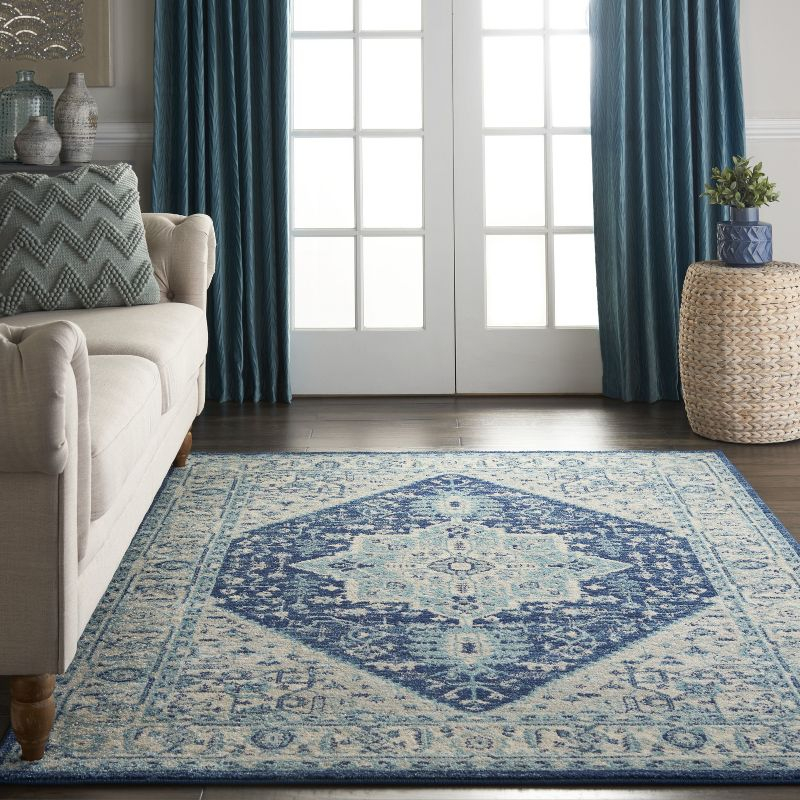 Nourison Tranquil Persian Indoor Rug Ivory Navy 5'3" x 7'3"