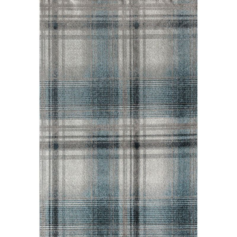 Rugs America Jaelyn JD50A Baltic Rapids Plaid Contemporary Blue Area Rug for Dining Room Rug Neutral Rug Living Room Rug Kitchen, 8'0"X10'0"