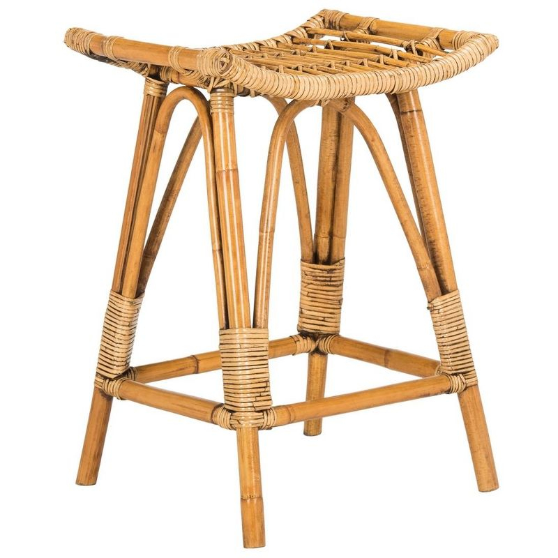 Leda Rattan Counter Stool - WIK6512 - Brown - Safavieh