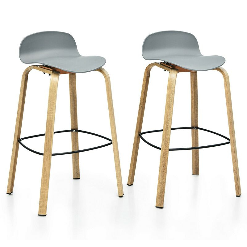 17 Stories Set of 2 Modern Barstools Pub Chairs with Low Back and Legs