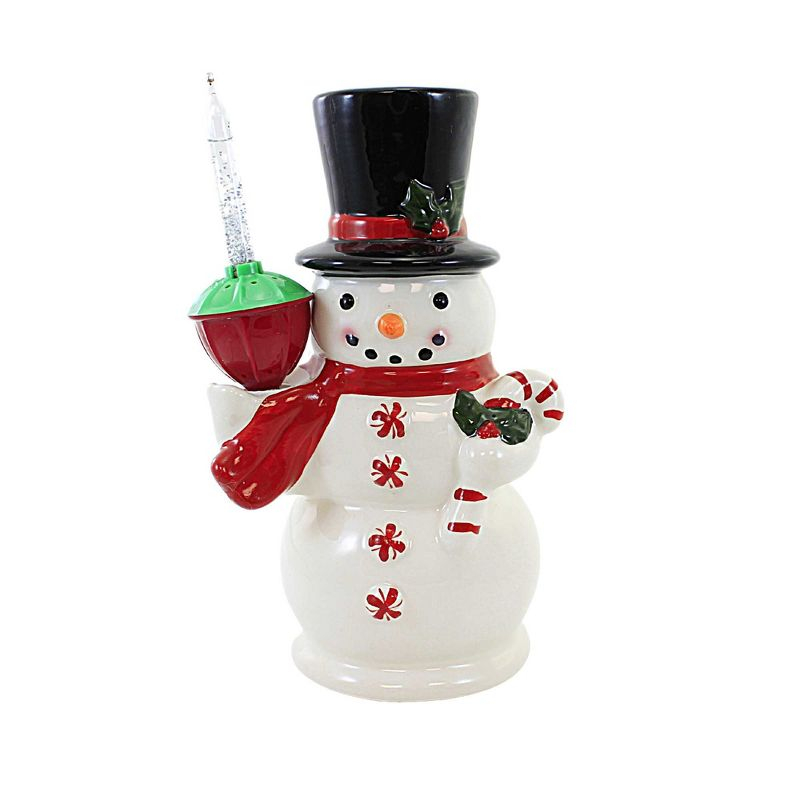 9.0 Inch Snowman With Bubble Light Candy Cane Figurines