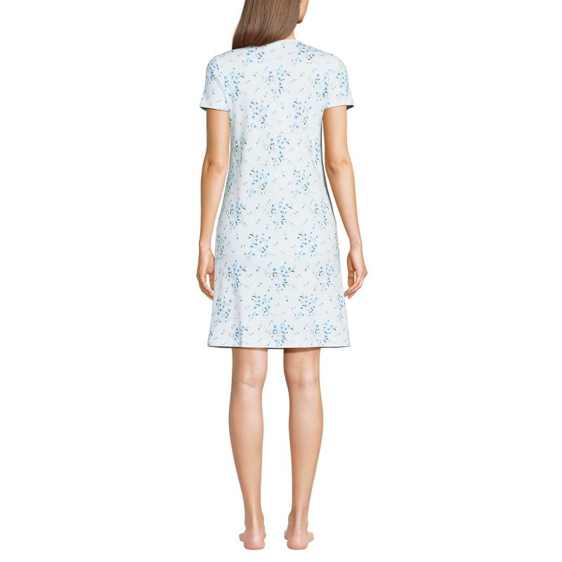 Lands' End Women's Cotton Short Sleeve Knee Length Nightgown - X Large - White Snow Drop Floral
