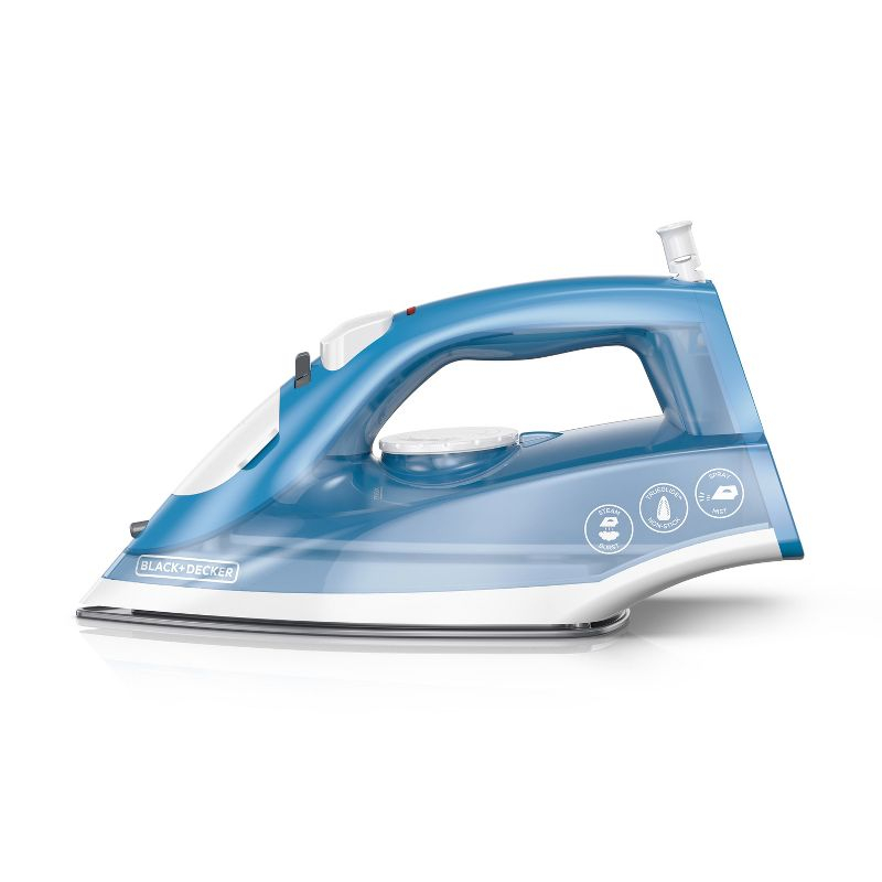BLACK+DECKER Steam Iron - White: Nonstick Soleplate, Variable Steam, 1200W, Pivoting Cord, 2-Year Warranty, 8ft Cord Length