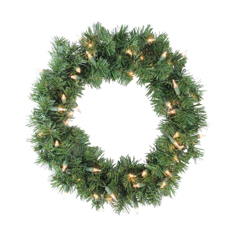 Allstate Floral Pre-Lit Deluxe Windsor Pine Artificial Christmas Wreath - 16" - Clear Lights