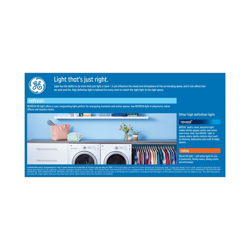 GE 3pk 40W Refresh G25 LED Clear Globe Light Bulbs Daylight: Dimmable, Energy Star, 5000K, 360 Lumens, E26 Base