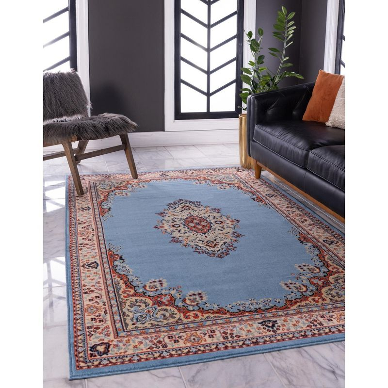Unique Loom Reza Collection Area Rug - Washington (4' 1" x 6' 1" Rectangle Light Blue/Cream)