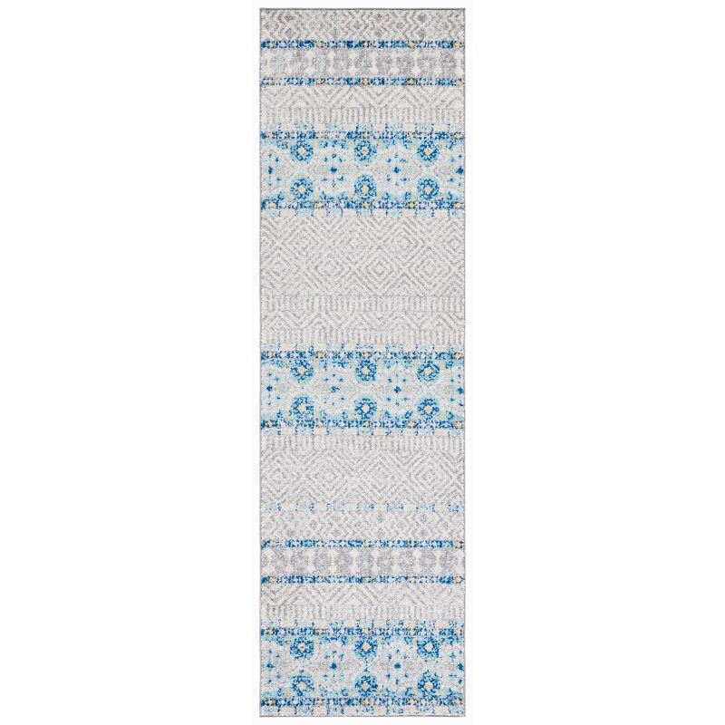Madison MAD797 Power Loomed Runner Rug - Grey/Turquoise - 2'3"x6' - Safavieh.