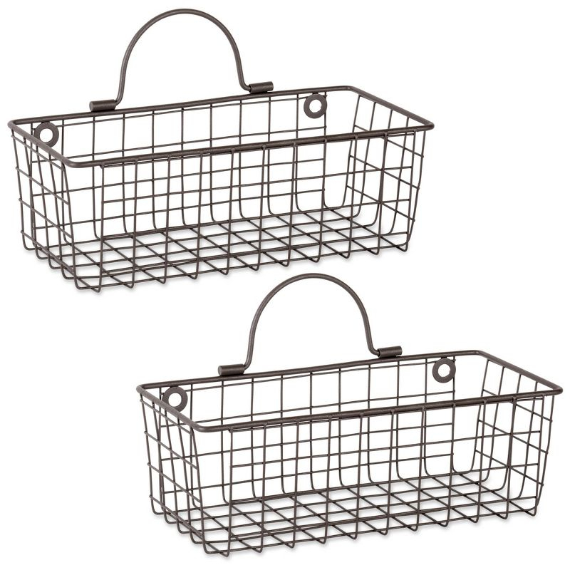 Asst Rustic Bronze Wire Wall Basket Set/2