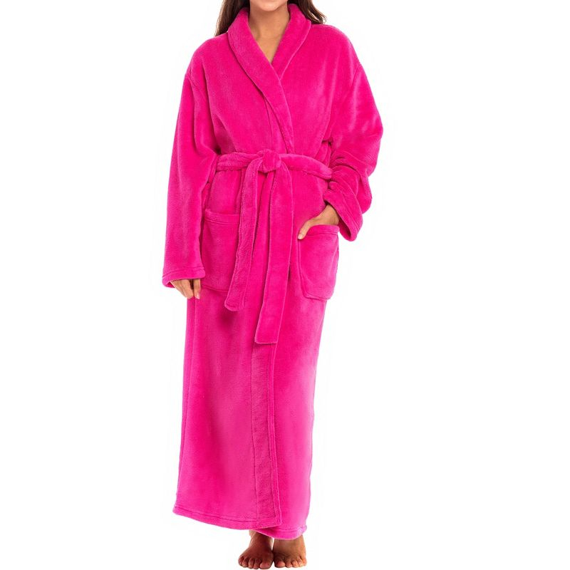 ADR Womens Robes Long Plush, Robes for Women Bathrobe, Plus Size Robe Fuchsia Medium