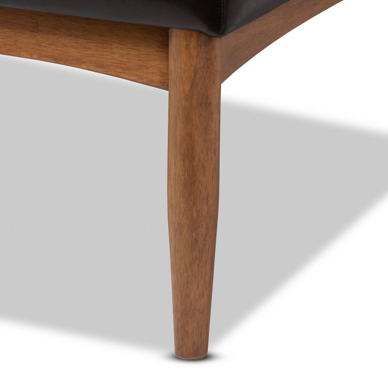 2pc Arvid Faux Leather Upholstered Wood Dining Corner Sofa Bench Dark Brown/Walnut - Baxton Studio: Kitchen Banquette Seating