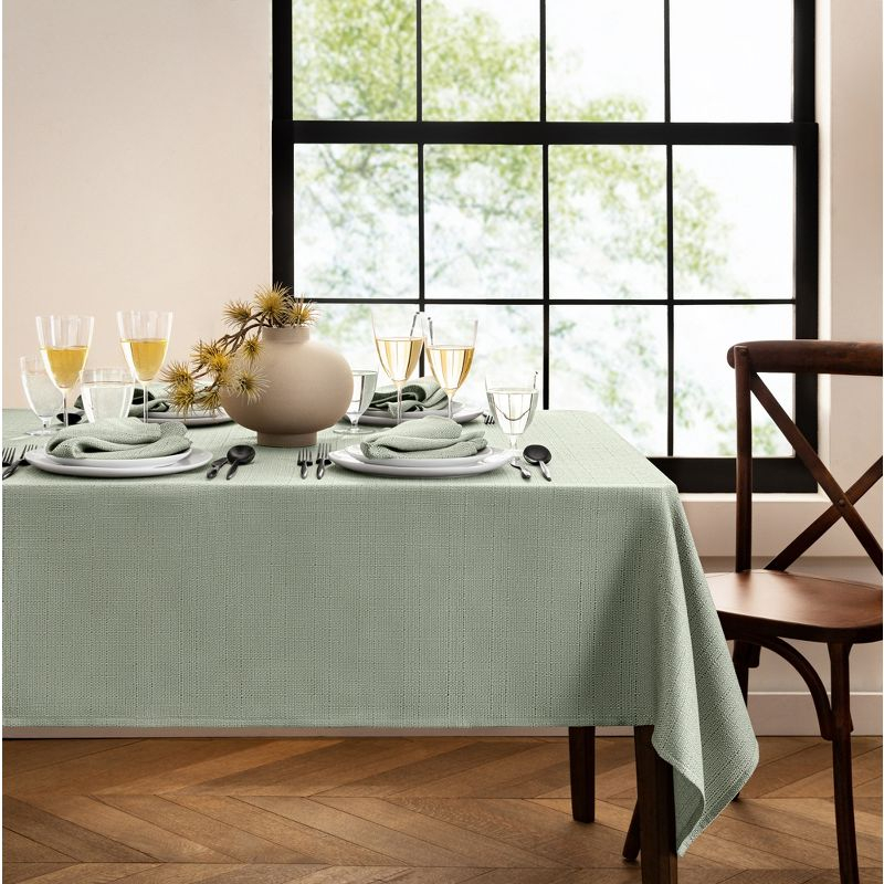 Laurel Solid Texture Water and Stain Resistant Tablecloth - 60" x 144" - Sage - Elrene Home Fashions